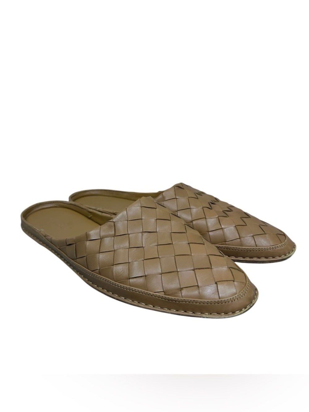 Vince Freeman Woven Leather Mule Flats Slip On Loafer Size US 8.5 EU 38.5 Brown - Picture 2 of 16